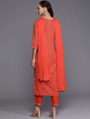 Bandhani Printed Sequined Kurta with Palazzos & Dupatta 6