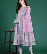 Floral Printed Pure Cotton Kurta with Trousers & Dupatta