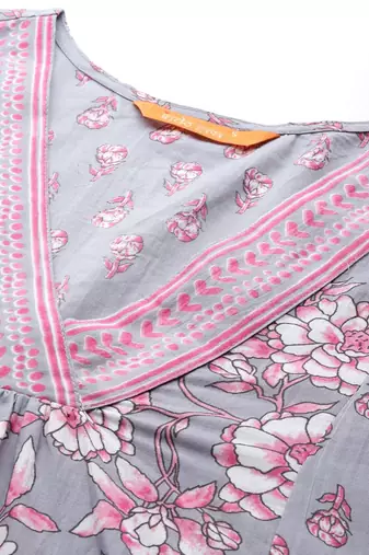 Floral Printed Pure Cotton Kurta with Trousers & Dupatta