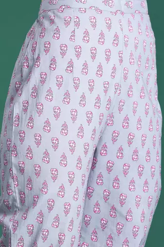Floral Printed Pure Cotton Kurta with Trousers & Dupatta