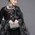 Women Black Floral Embroidered Beads Kurta with Trousers & Dupatta