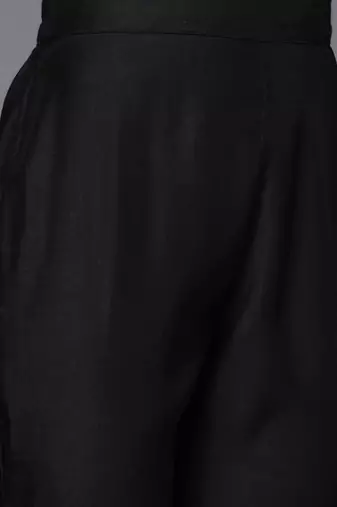 Women Black Floral Embroidered Beads Kurta with Trousers & Dupatta