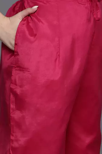 Embroidered Empire Sequinned Chanderi Silk Kurta with Trousers & Dupatta
