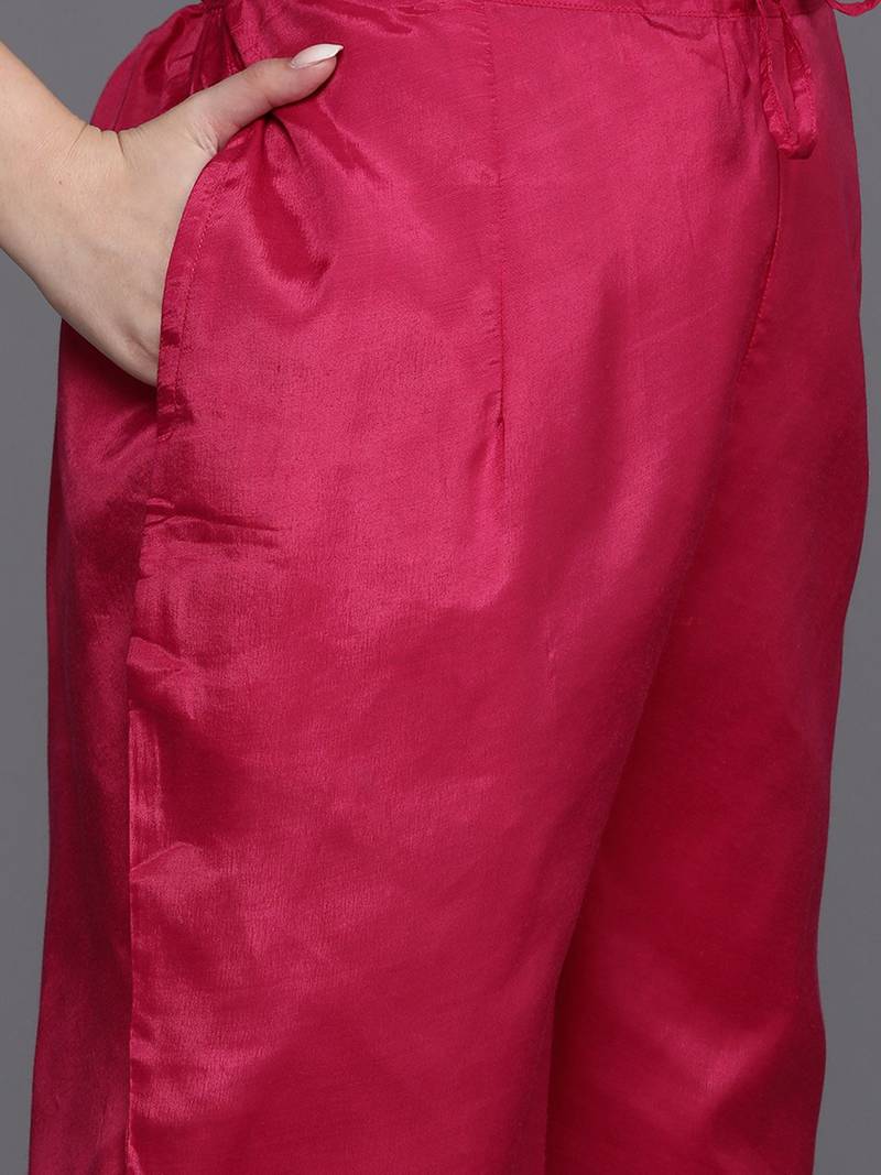 Embroidered Empire Sequinned Chanderi Silk Kurta with Trousers & Dupatta