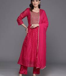 Embroidered Empire Sequinned Chanderi Silk Kurta with Trousers & Dupatta