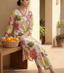 Women Floral Printed Regular Pure Cotton Kurta with Trousers