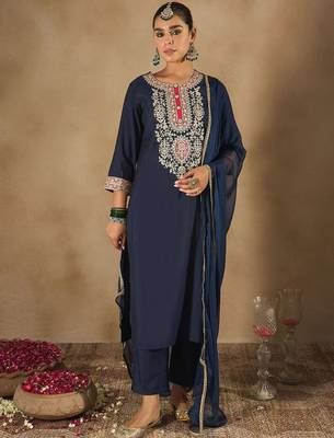 Women Ethnic Motifs Yoke Design Regular Kurta with Trousers & Dupatta 1