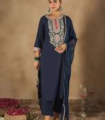 Women Ethnic Motifs Yoke Design Regular Kurta with Trousers & Dupatta