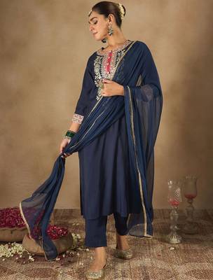 Women Ethnic Motifs Yoke Design Regular Kurta with Trousers & Dupatta 6