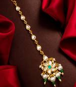 Teal floral kundan maang tikka