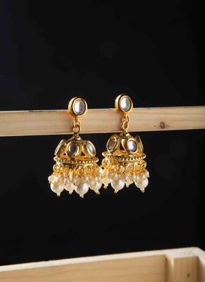 Moissanite polki kundan jhumka earrings 1