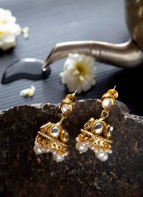 Moissanite polki kundan jhumka earrings 2