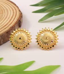 Gold Circular Studs With Sun Inspired Motifs