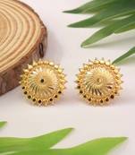 Gold Circular Studs With Sun Inspired Motifs