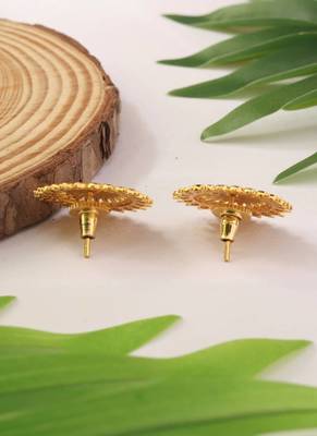 Gold Circular Studs With Sun Inspired Motifs 3