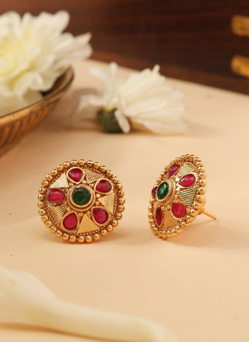 Gold multicolor studs