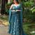 Aqua blue crunshy  silk  party wear embroidery anarkali  suit set