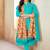 Sky blue cotton blend readymade salwar kameez