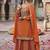 Embroidered work chinon readymade salwar suit in orange