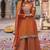 Embroidered work chinon readymade salwar suit in orange