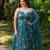 Aqua blue crunshy  silk  party wear embroidery anarkali  suit set