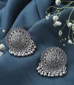 Oxidised Earring With Hanging Beads