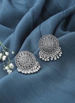 Oxidised Earring With Hanging Beads 2