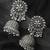 Long Oxidised Floral Shaped Earrings