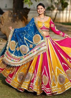 Multi Mirror with Dori & Latkan Cotton Lahenga Choli Set 2