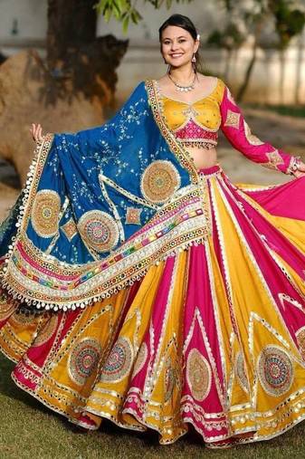 Multi Mirror with Dori & Latkan Cotton Lahenga Choli Set