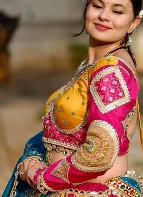 Multi Mirror with Dori & Latkan Cotton Lahenga Choli Set 3