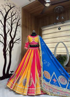 Multi Mirror with Dori & Latkan Cotton Lahenga Choli Set 1