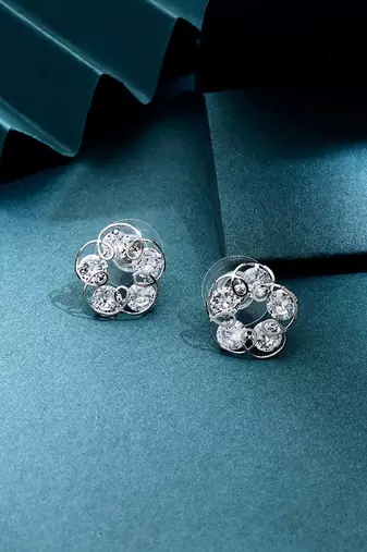 Silver floral earrings