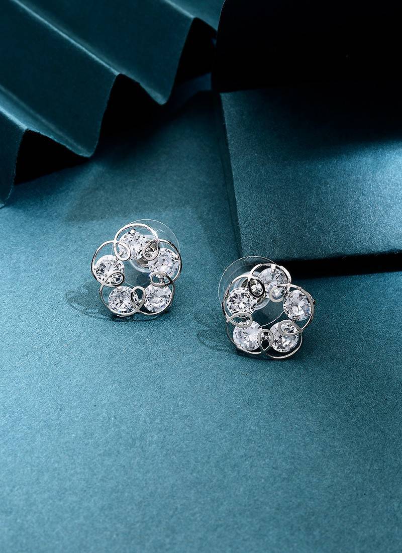 Silver floral earrings