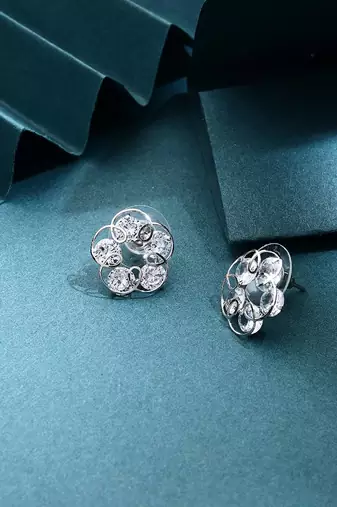 Silver floral earrings