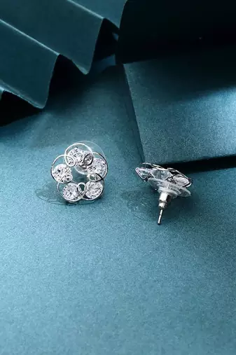 Silver floral earrings