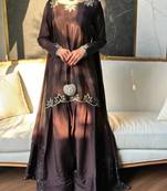 Dark Choclate Embroidery And Moti work Silk Blend Salwar Suit