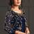 Dark blue net embroidered semi stiched salwar kameez with shrug