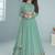 Turquoise embroidered faux georgette anarkali salwar kameez