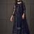 Dark blue embroidered butterfly net ethnic suit