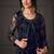 Dark blue embroidered butterfly net ethnic suit