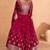 Magenta embroidered faux greogette floor length anarakali suit