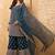 Dark teal embroidered faux georgette salwar kameez