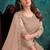 Beige embroidered net pant style salwar suit