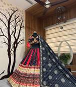 Black Color Mirror with Dori & Latkan Work Navratri Lahenga Choli Set
