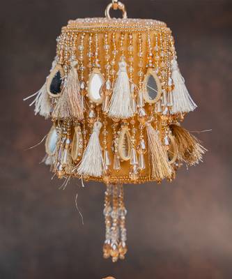 Gold embroidered velvet bucket potli bag 2