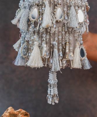 Silver embroidered velvet bucket potli bag 3