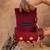 Red embroidered velvet bucket potli bag
