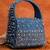 Denim blue beaded embroidered hand bag