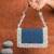 Denim blue beaded embroidered clutch